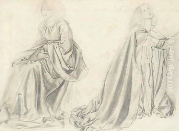 Studies of a woman seated and kneeling, possibly Fanny Cornforth - view 1