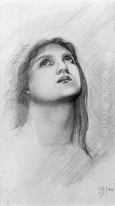 Study of a girl's head, looking up to right