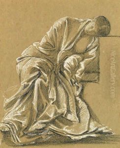Study of a seated woman, heavily draped by Sir Edward Coley Burne-Jones