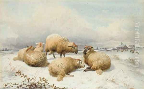 Sheep in the snow - view 1