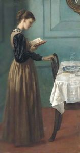 Study of a girl reading by Valentine Cameron Prinsep