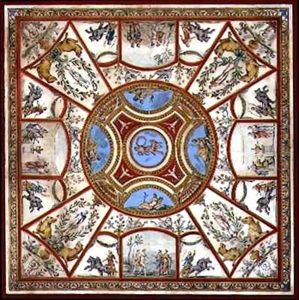 Ceiling design for the Painted Breakfast Room at Kedlestone Hall, Derbyshire