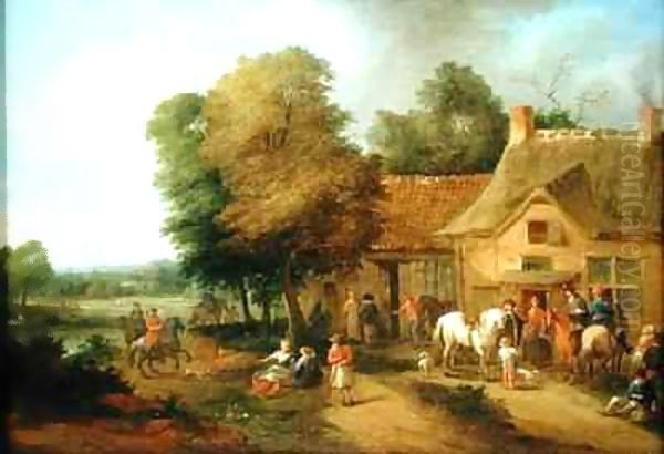 Hawking Party Resting by an Inn - view 1