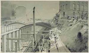Building the retaining walls at Park Street, Camden Town