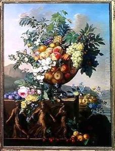 Coupe with Flowers and Fruit by Jean Francois Bony