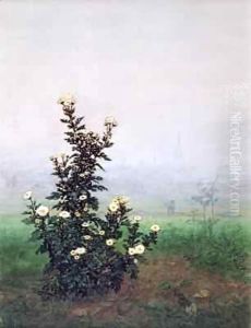 Flowering Chrysanthemum with Worker by Leon Bonvin