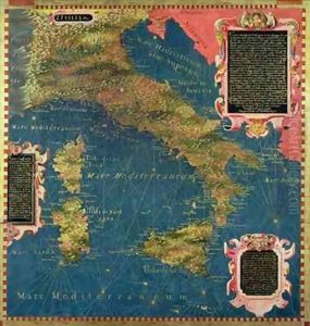Map of Sixteenth Century Italy by Egnazio Stefano and Danti Bonsignori