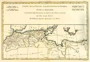 North Africa, including the Kingdoms of Tripoli, Tunis, Alger, Fez and Morocco by Charles Marie Rigobert Bonne