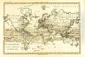 Map of the World using the Mercator Projection by Charles Marie Rigobert Bonne