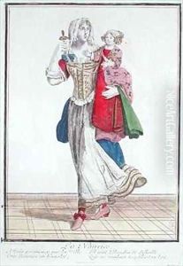 A nursemaid with a child by Nicolas Bonnart