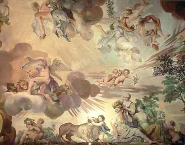 The Triumph of Peace Over War, detail of the heavens, from the ceiling of the main hall - view 1