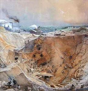Opencast Mining at Vieille Montagne, Saone et Loire by Ignace Francois Bonhomme