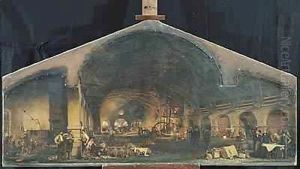 Interior of the Forge at Fourchambault by Ignace Francois Bonhomme