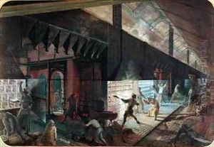Zinc production at the Vieille Montagne factory, Saone-et-Loire by Ignace Francois Bonhomme