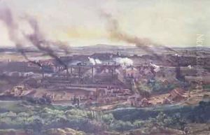 Factories at Le Creusot in 1848 by Ignace Francois Bonhomme
