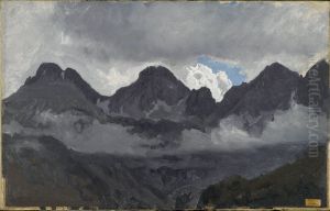 Mountains with Mist by Auguste Bonheur