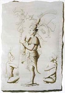 A king, sculpture from the Palace, Palenque, Chiapas, Mexico by D.K. Bonatti
