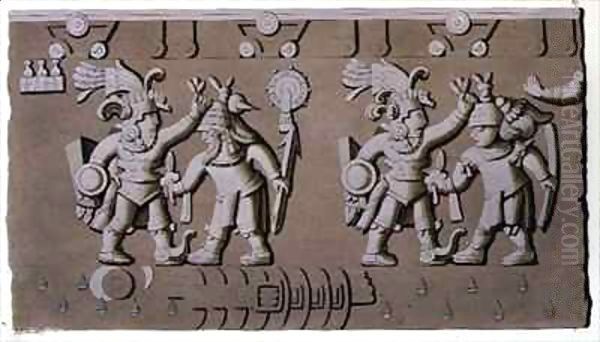 Bas Relief of Ancient Aztec Warriors - view 1