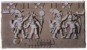 Bas Relief of Ancient Aztec Warriors by D.K. Bonatti
