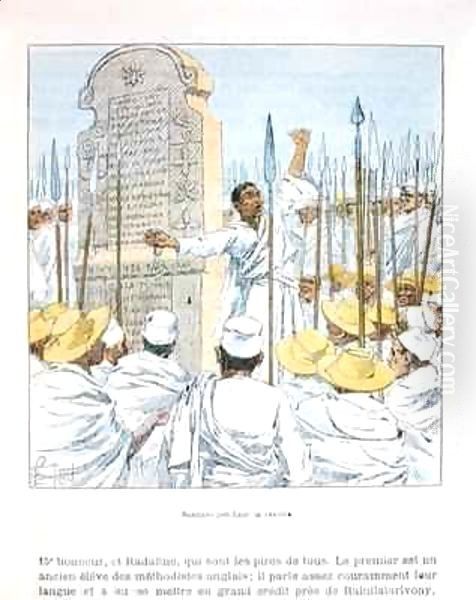 Sorcerers preaching revolt against France after the French occupation of Madagascar in 1895 - view 1