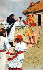 Priest visiting a leper in the Middle Ages by Louis Bombled