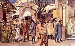 Parc au Trocadero: The Tunisian Exhibition, Entrance to the Souk or Public Market by Louis Bombled