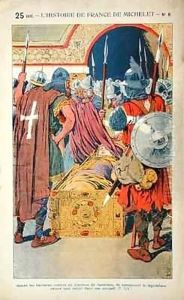 The discovery of the mummified body of the Emperor Justinian (483-565) during the taking of Constantinople by the crusaders in 1204 by Louis Bombled