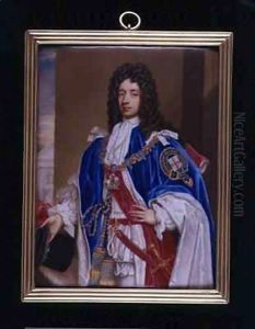 Portrait miniature of John Manners, 2nd Duke of Rutland (1676-1721) in Garter Robes