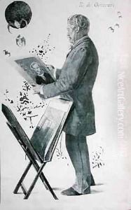 Edmond Huot de Goncourt (1822-96), cover illustration from 'La Revue Illustree' by Boileau