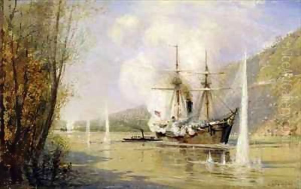 The Russian Destroyer 'Shutka' attacking a Turkish ship on the 16th June 1877 - view 1