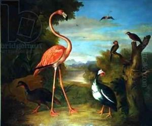 Flamingo and Other Birds in a Landscape by Giovanni Boggi