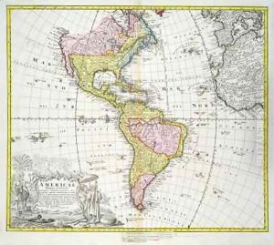 Map of the Americas by A. Gottlieb Boehm