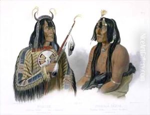 Noapeh, an Assiniboin Indian and Psihdja-Sahpa, a Yanktonan Indian by Karl Bodmer