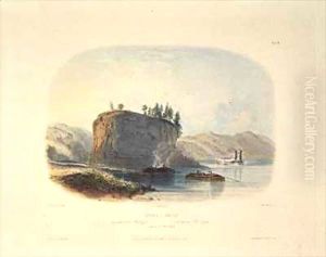 Tower-Rock, View on the Mississippi by Karl Bodmer