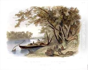 Encampment of the Travellers on the Missouri by Karl Bodmer