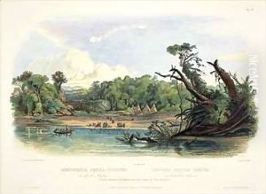 Punka Indians Encamped on the Banks of the Missouri by Karl Bodmer