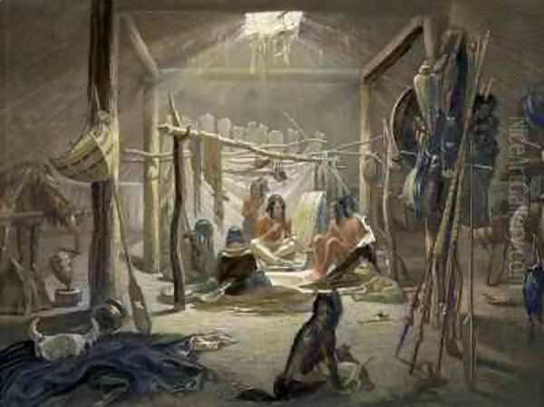 The Interior of a Hut of a Mandan Chief - view 1