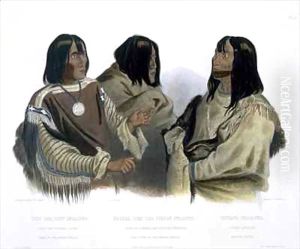 Chief of the Blood Indians, War Chief of the Piekann Indians and a Koutani Indian by Karl Bodmer