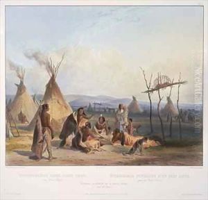 Funeral scaffold of a Sioux chief near Fort Pierre by Karl Bodmer