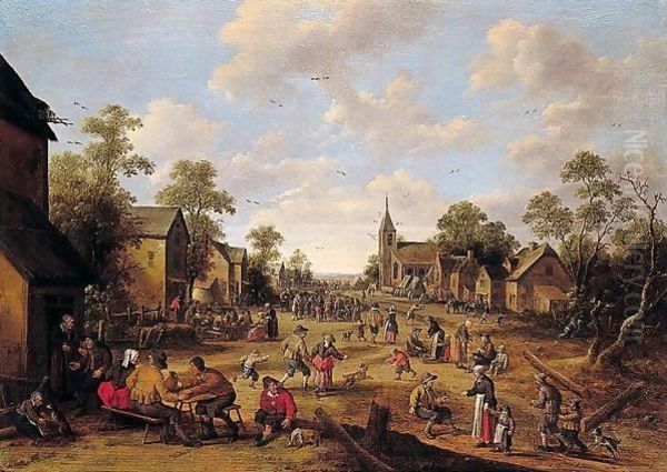A Crowded Village Scene - view 1