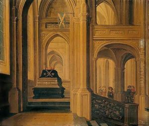 A Church Interior With A Royal Tomb by Dirck Van Delen