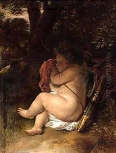 A Sleeping Cupid by Govert Teunisz. Flinck