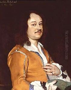 Portrait Of A Man, Wearing An Ochre Jacket, Holding A Drawing In His Right Hand