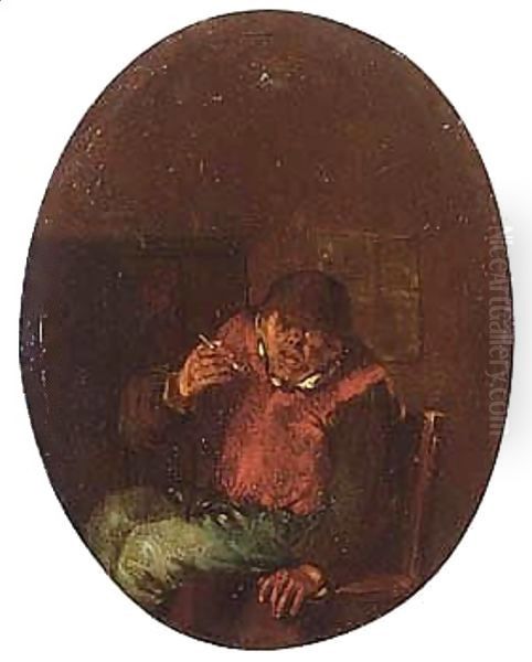 Interior With A Boor Smoking A Pipe - view 1