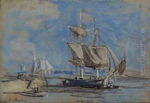 Voiliers, Maree Basse by Eugene Boudin