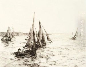 The Return Of The Fishing Fleet, Portsmouth Harbour by William Lionel Wyllie