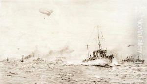 Escorting A Convoy Up The Channel by William Lionel Wyllie