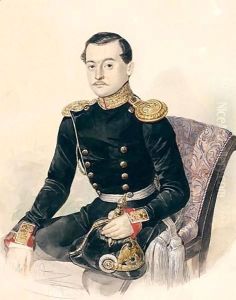 Portrait Of An Army Officer by Kazimir Antonovich Yasevich