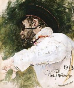 Study Of A Bearded Man In Peaked Cap by Repin Iliya
