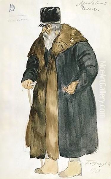 Costume Design For Ilya, An Old Peasant Man With Walking Stick - view 1